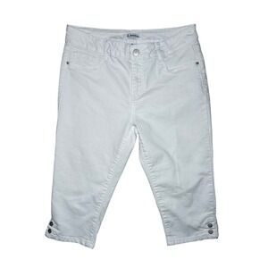 d.jeans White Capri Pants Womens 10 Stretch Denim Button Cuff Jeans